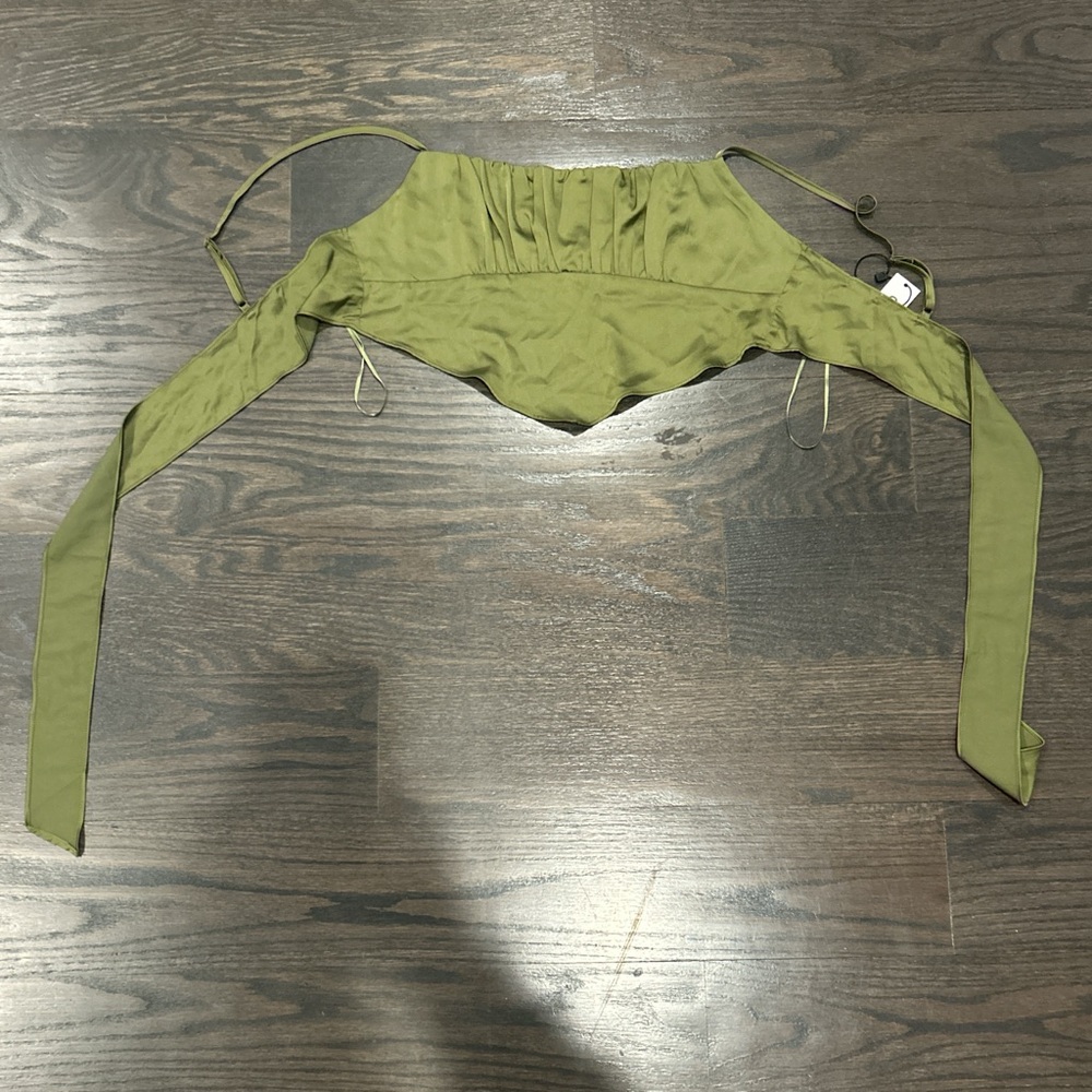 Garage Sage Green Tie Blouse